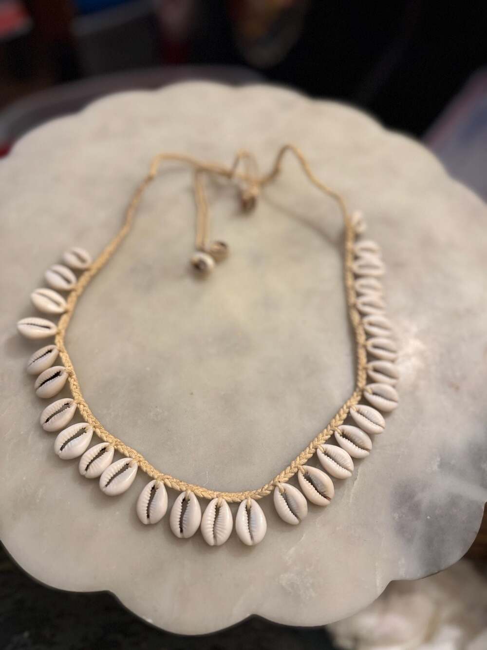 Adjustable Woven Cowrie Shell Choker Necklace